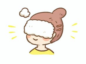ホットタオルでリラックスしている女性のイラスト